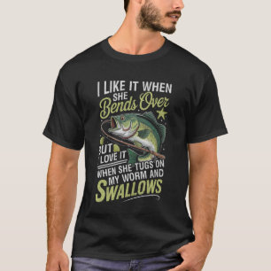 Camiseta Eu Gosto Quando Ela Se Inclina Piada de Pesca de R