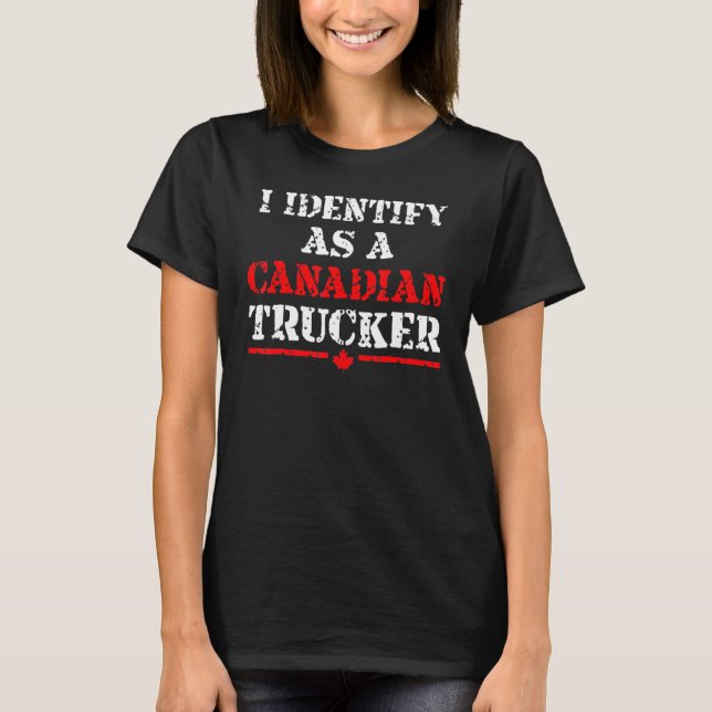 Camiseta Eu Identifico Como Um Caminhoneiro Canadense Engra (Frente)