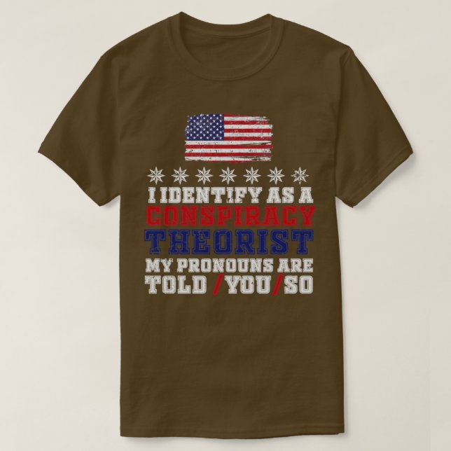 Camiseta Eu identifico-me como um teórico da conspiração (Frente do Design)