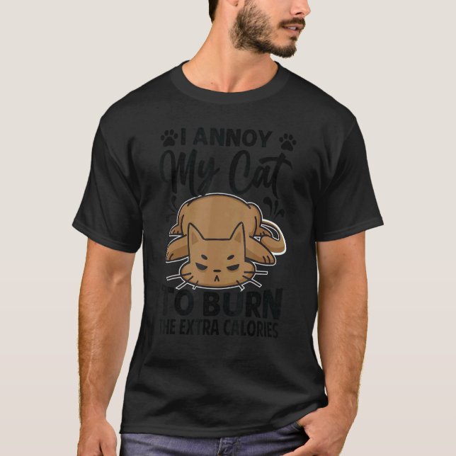 Camiseta Eu Incomodo Meu Gato A Queimar Os Gatos De Caloria (Frente)