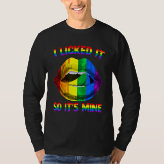 Camiseta Eu Lambei Então É Meu LGBTQ Lábios Arco-Íris LGBT