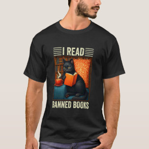 Camiseta Eu Leio Livros Proibidos Gato Preto Divertido Leit
