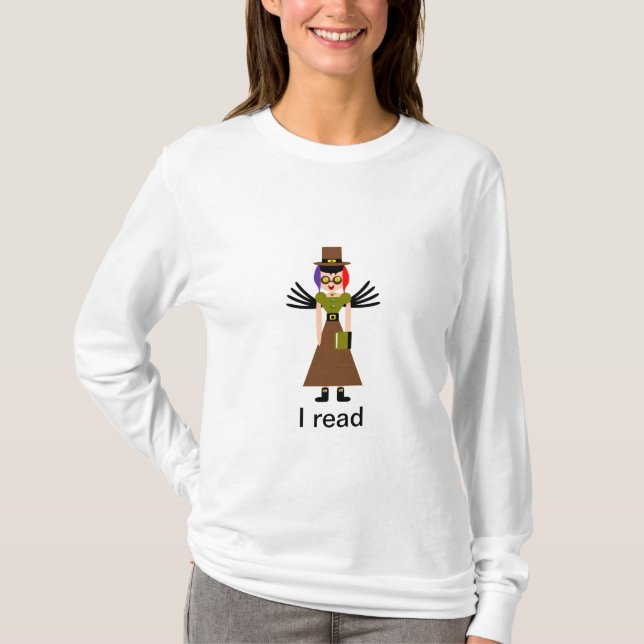Camiseta "Eu leio" Steampunk Goggle Girl (Frente)