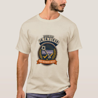 Camiseta Eu Lembrei da Senha Insígnia de Humor Retro Tech