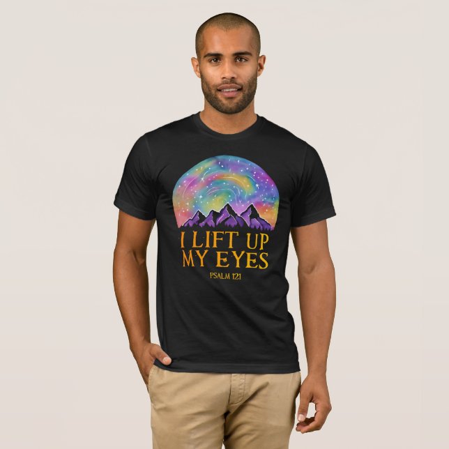 Camiseta Eu Levanto Meus Olhos – Arte da Escritura Salmo 12 (Frente Completa)