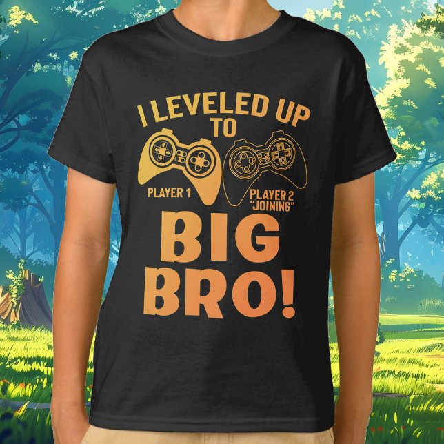 Camiseta Eu Levei Para O Big Bro (I Leveled Up To Big Bro T-Shirt for Gamers)