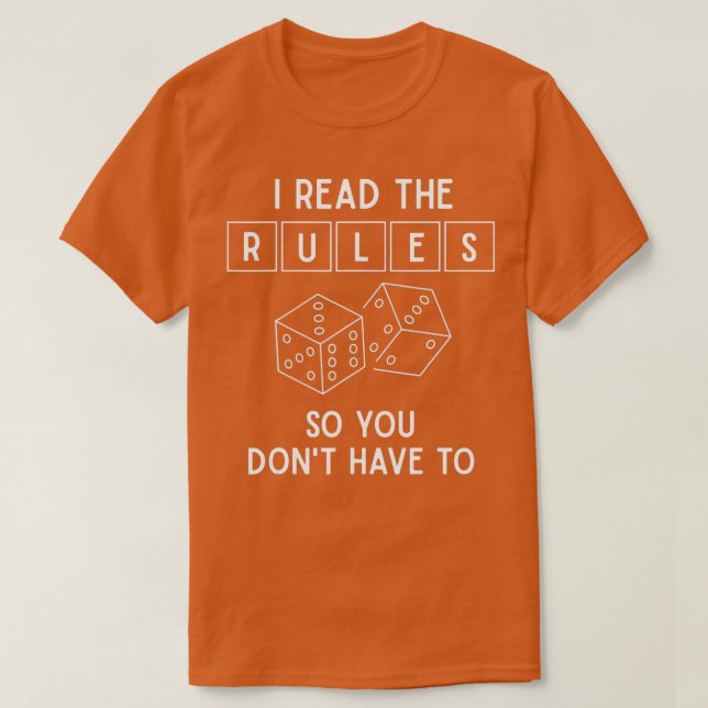 Camiseta Eu Li As Regras Engraçadas Jogo Conselho Bardgame  (Frente do Design)