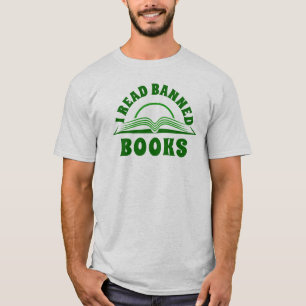 Camiseta Eu li o livro proibido, design de texto verde, T-S