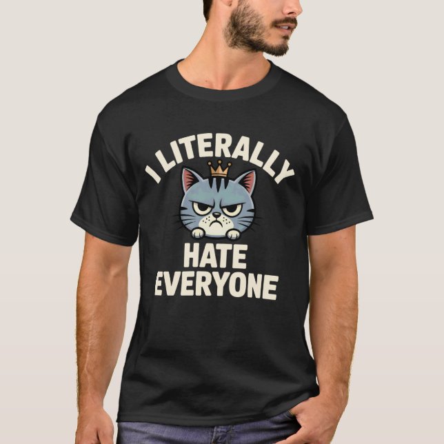 Camiseta Eu Literalmente Odeio a Todos Funny Introvert Angr (Frente)