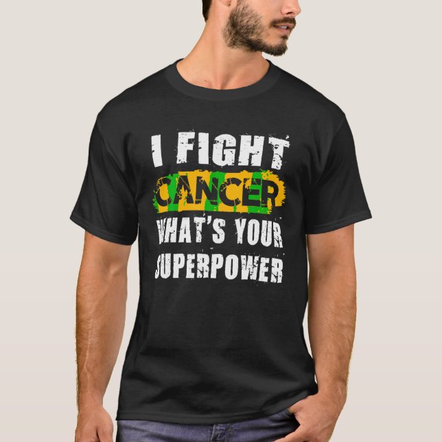 Camiseta Eu Luto Cancer Qual é o seu Cancer super poderoso (Frente)