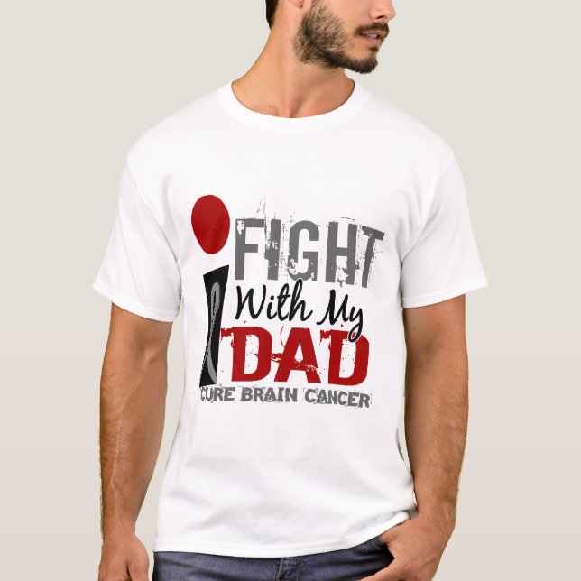 Camiseta Eu luto com meu cancro cerebral do pai (Frente)