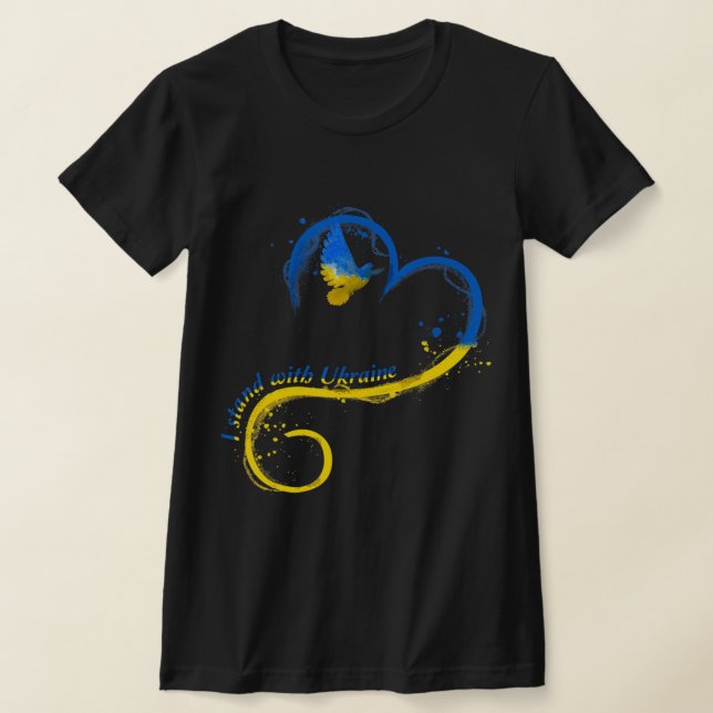 Camiseta Eu mantenho-me junto com a Ucrânia Dove Flag Peace (Postura )