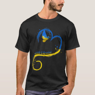 Camiseta Eu mantenho-me junto com a Ucrânia Dove Flag Peace