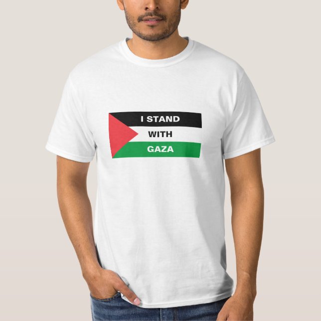 Camiseta Eu mantenho-me junto com Gaza, a bandeira da Pales (Frente)