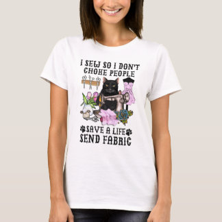 Camiseta Eu masco para não engasgar Pessoas costurando máqu