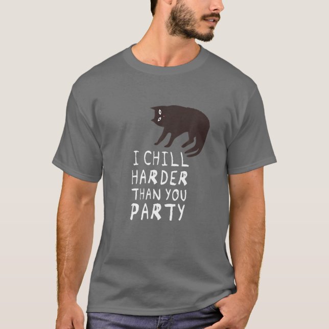 Camiseta Eu Mato Mais Do Que Você Festa - Gato Engraçado (Frente)
