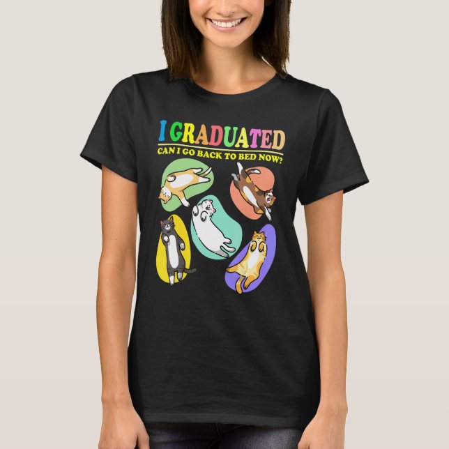 Camiseta Eu Me Formei Posso Voltar Para A Cama Agora  Gato  (Frente)