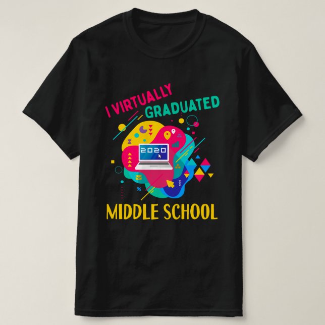 Camiseta Eu me formei virtualmente na escola secundária em  (Frente do Design)