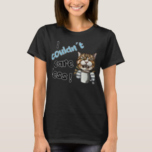 Camiseta Eu Me Importo Menos Declaração Sombria de Gato 1