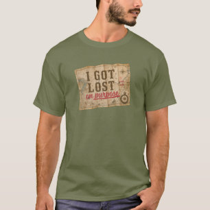 Camiseta Eu Me Perdi de Propósito Mapa Antigo