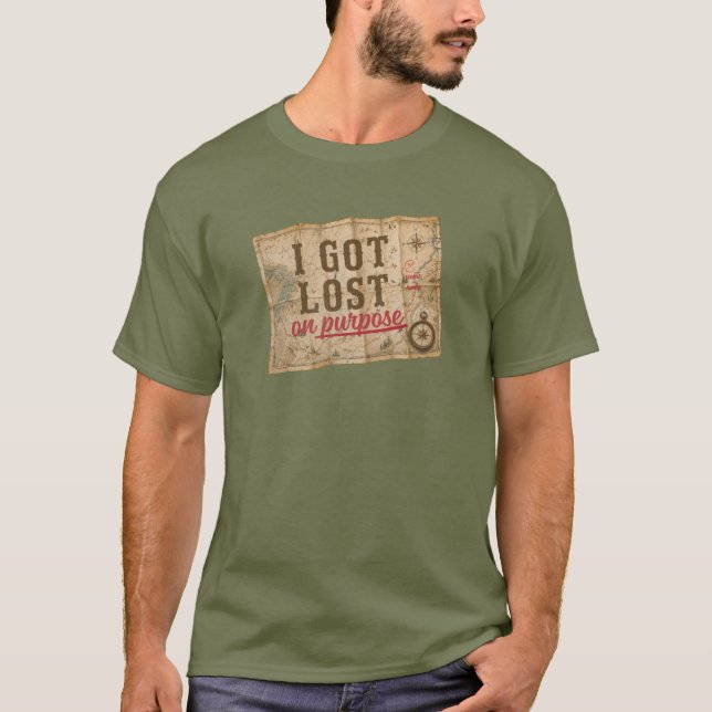 Camiseta Eu Me Perdi de Propósito Mapa Antigo (Frente)