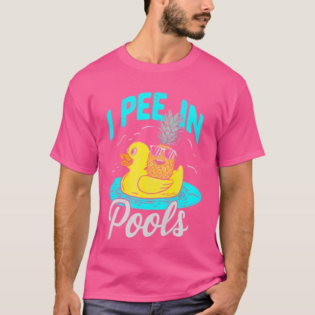 Camiseta Eu Mijo Em Piscinas Nadando Piscinas Engraçadas, S (Frente)