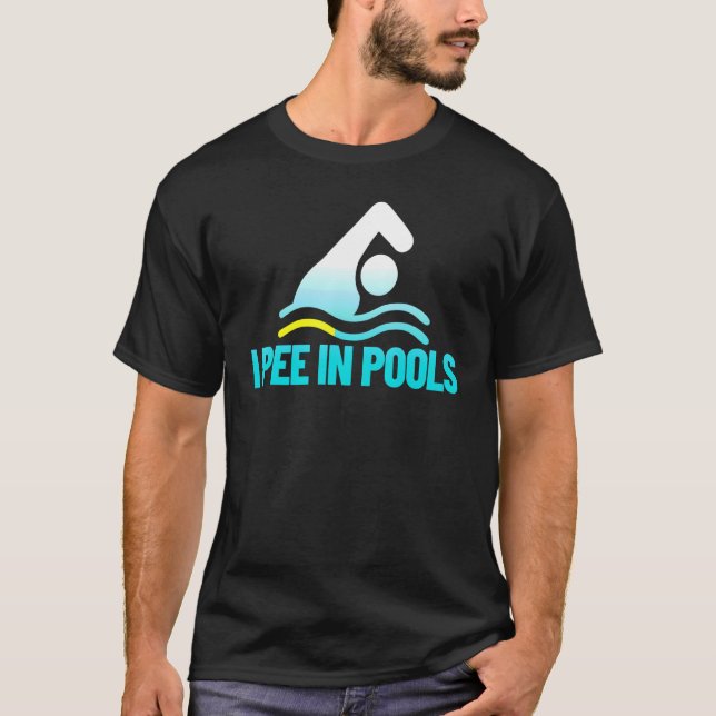 Camiseta Eu Mijo Nas Piscinas De Férias Humor Nadando I Pee (Frente)