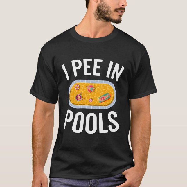 Camiseta Eu mijo nas Piscinas Humor Sarcasm Jock Piscina (Frente)