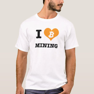 Camiseta Eu mineração de Bitcoin do coração mim seja