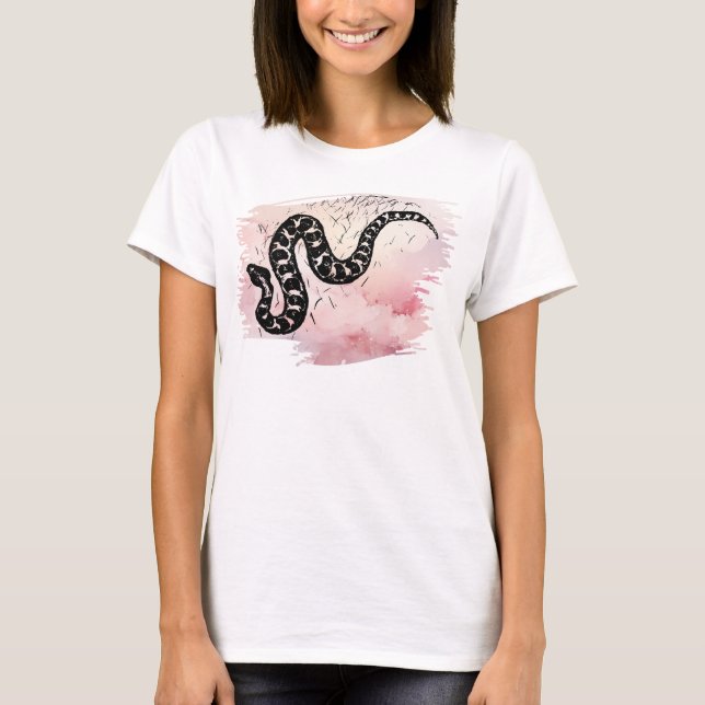 Camiseta Eu mordo Cobra de Massasauga a rosa (Frente)