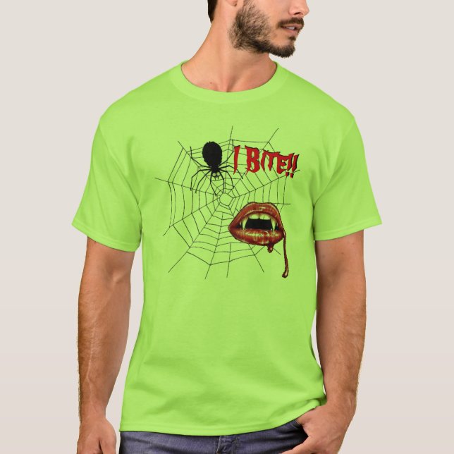 Camiseta Eu mordo homens ou mulheres T-Shirt {Verde limão} (Frente)