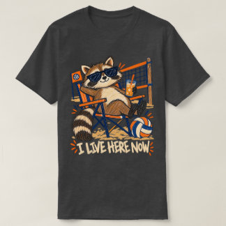 Camiseta Eu Moro Aqui Agora Funny Raccoon Volei Meme