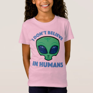 Camiseta Eu Não Acredito Em Humano Cartoon Alien
