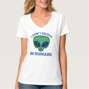 Camiseta Eu Não Acredito Em Humano Cartoon Alien