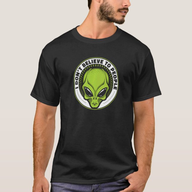 Camiseta Eu não acredito na Alienígena de Conspiração de OV (Frente)