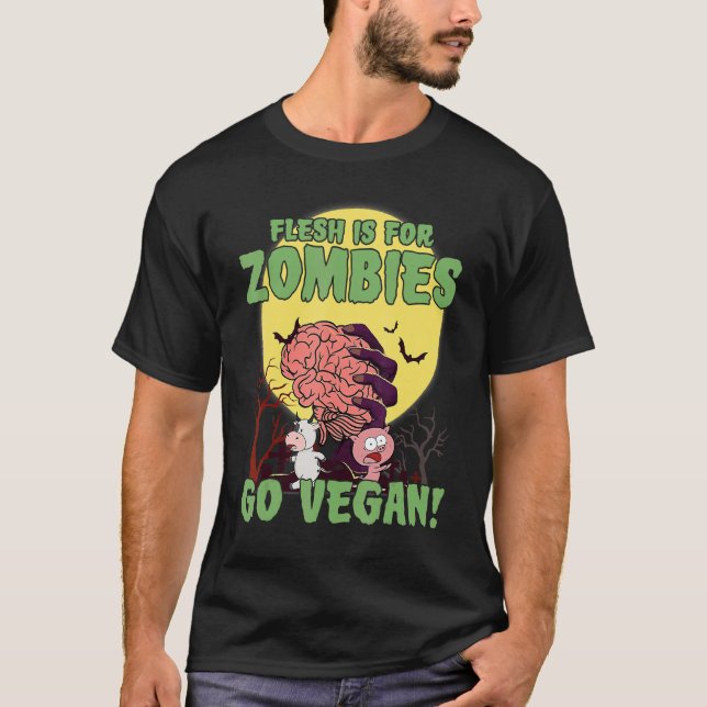 Camiseta Eu Não Como Animais Eu Só Preciso de Cérebro Vegan (Frente)