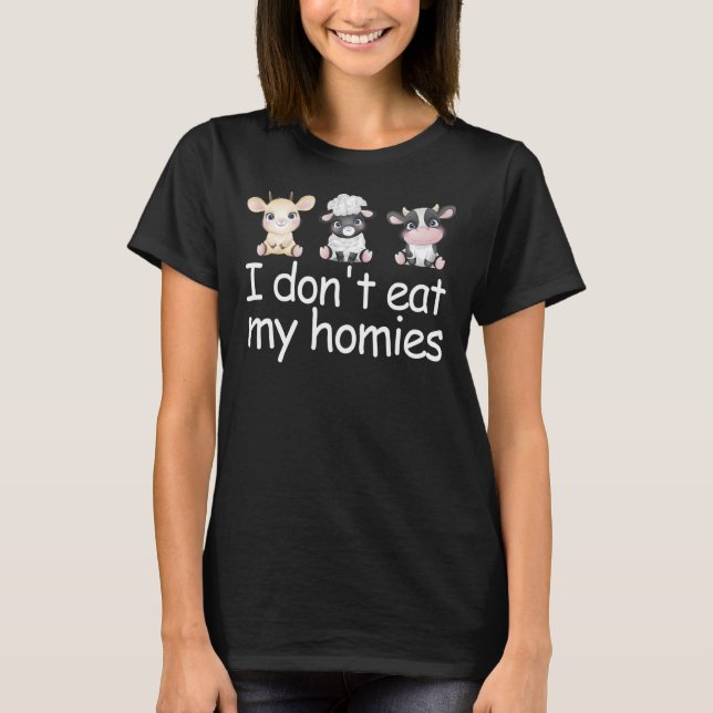 Camiseta Eu não como as minhas casas, vegetariana, doce, am (Frente)