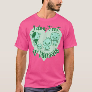Camiseta Eu não como meus amigos animais fofos vegetarianos