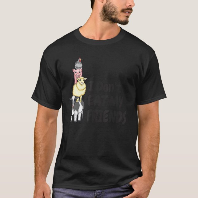 Camiseta Eu não como meus amigos vegetarianos 1 (Frente)