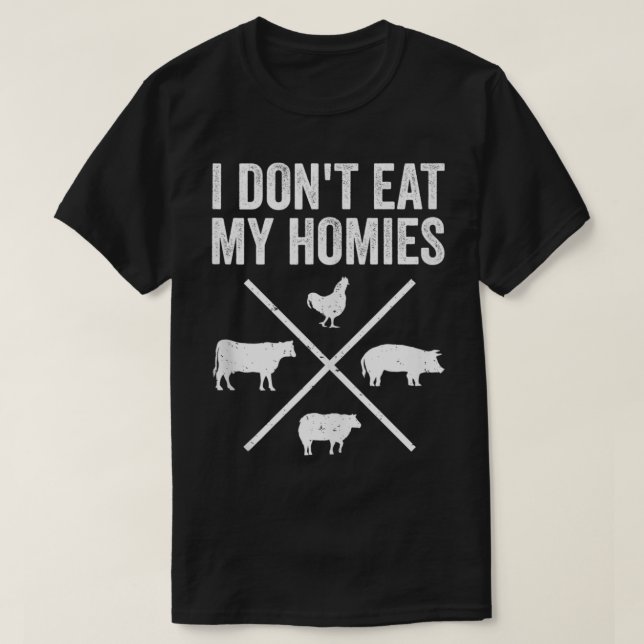 Camiseta Eu não como minha casa vegetariana engraçada (Frente do Design)