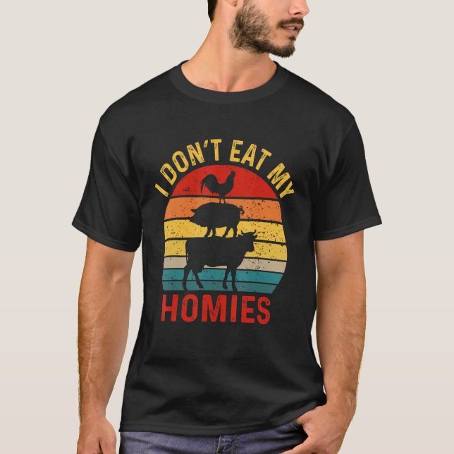 Camiseta Eu não como minhas casas Engraçado Vegan Vegetaria (Frente)