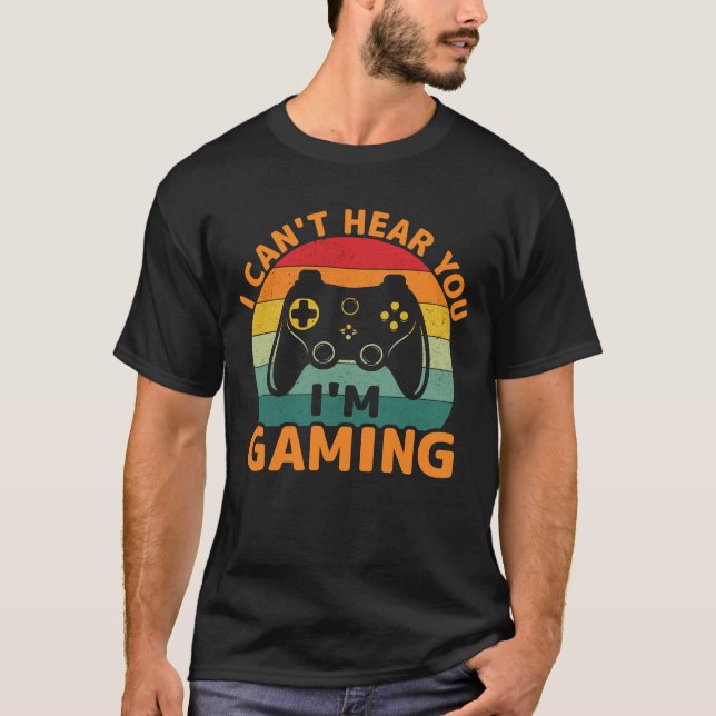 Camiseta Eu não consigo ouvir você Estou jogando muito ocup (Frente)