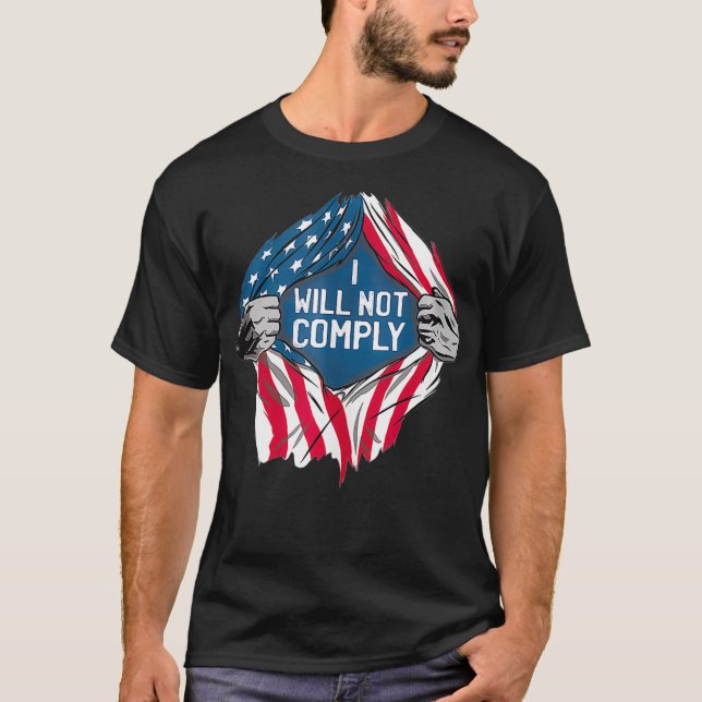 Camiseta Eu Não Cumprirei A Liberdade Médica, EUA, Sem Home (Frente)