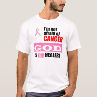 Camiseta Eu não estou receoso do cancer - o DEUS é meu