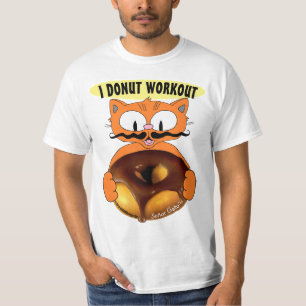 Camiseta Eu NÃO FAÇO EXERCÍCIOS Gato de Desenho Com Donut E