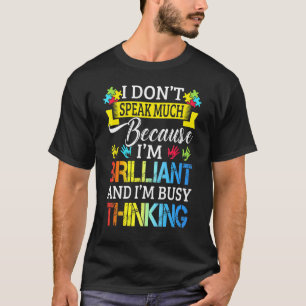 Camiseta Eu Não Falo Muito Autismo Brilhante Para Crianças