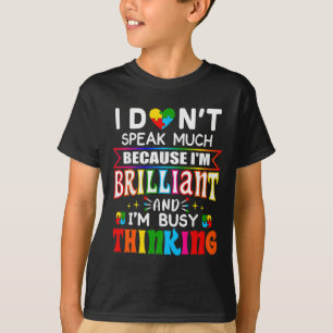 Camiseta Eu Não Falo Muito Brilhante Autismo Autismo Boys G