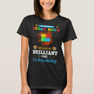 Camiseta Eu Não Falo Muito Brilhante Autismo Autismo Boys G