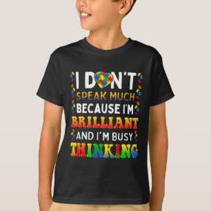 Camiseta Eu Não Falo Muito Brilhante Autismo Autismo Boys G