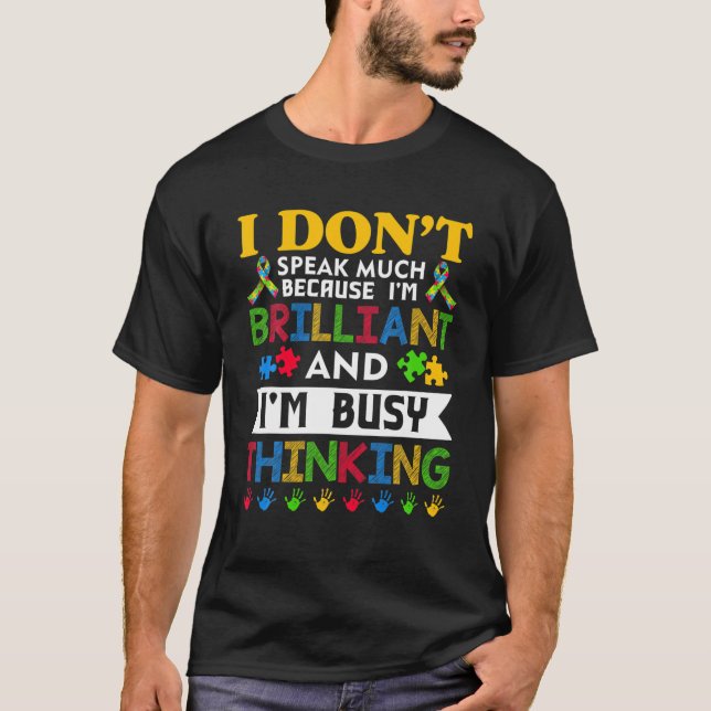 Camiseta Eu Não Falo Muito Brilhante Autismo Crianças Autis (Frente)